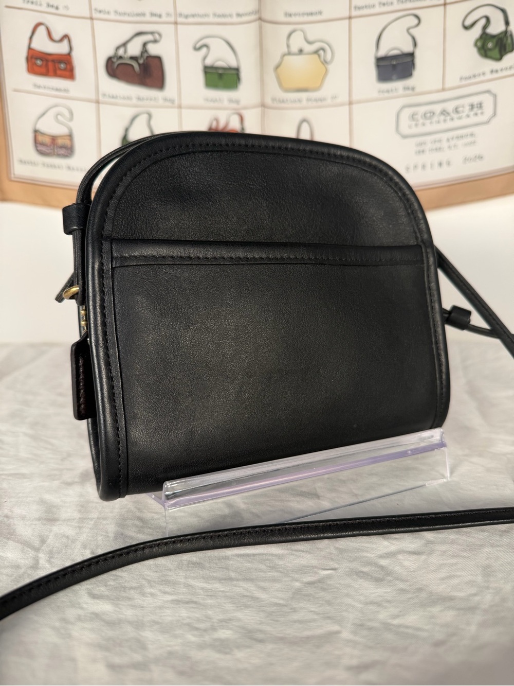 Vintage Coach Abbie Zip Crossbody Bag Black Leather 9017 USA Made 1997